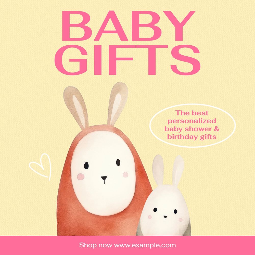 Baby gifts Instagram post template, editable text