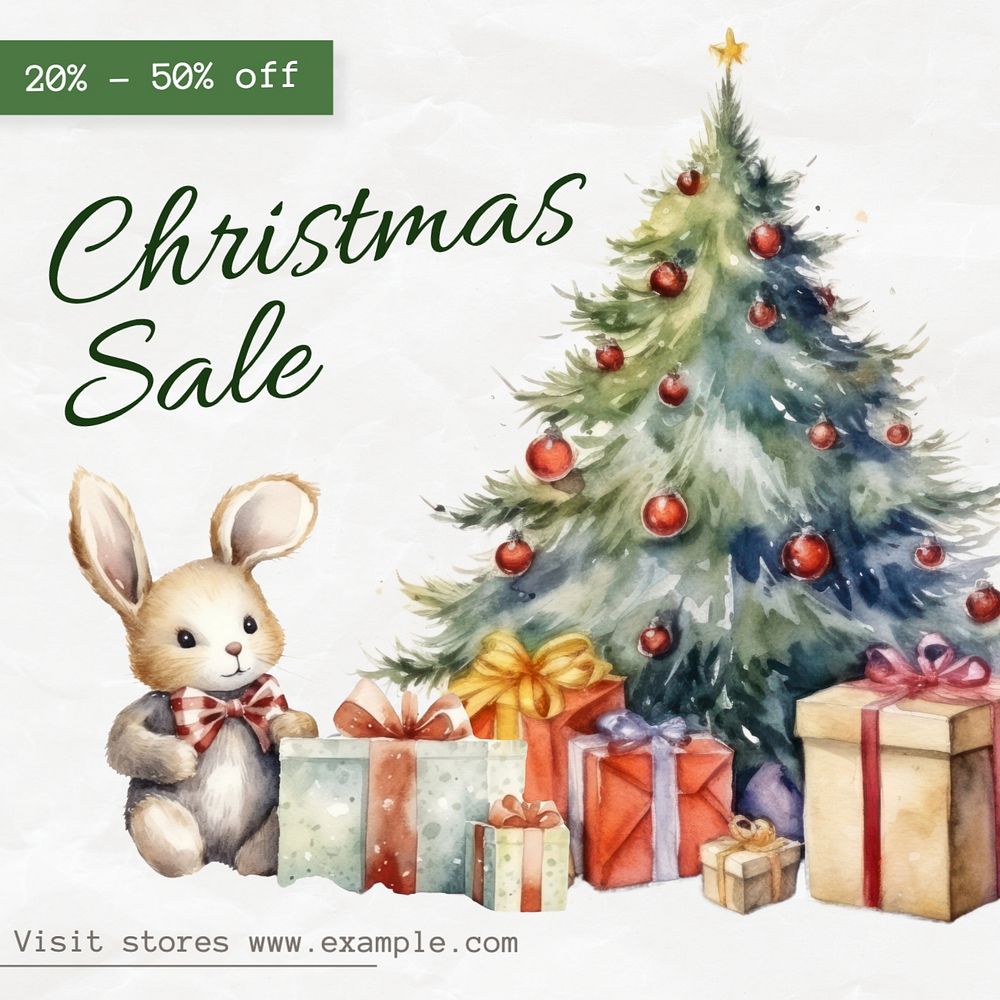 Christmas sale Instagram post template, editable text