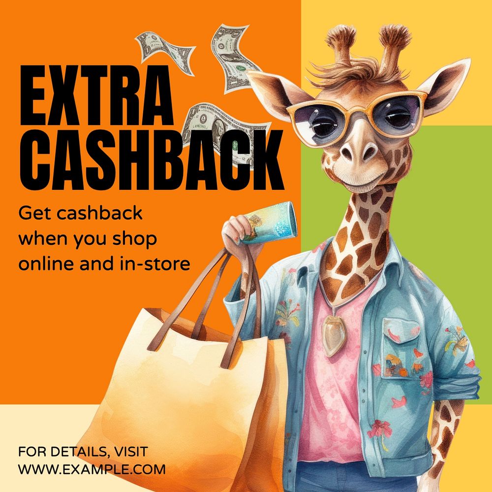 Cashback Instagram post template, editable text