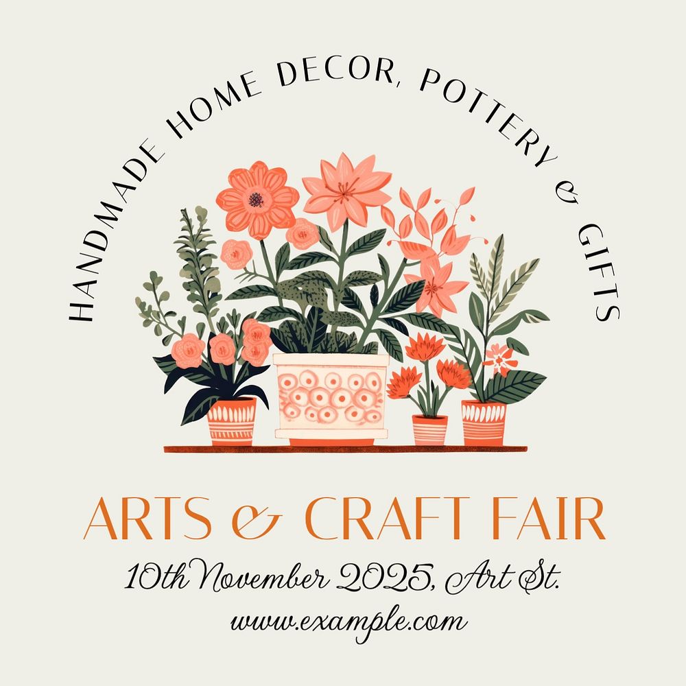 Art & craft fair Instagram post template, editable text