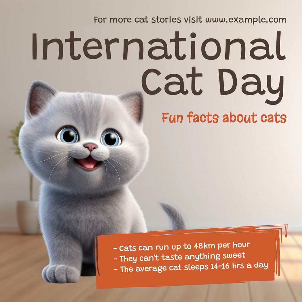 Cat day Instagram post template, editable text