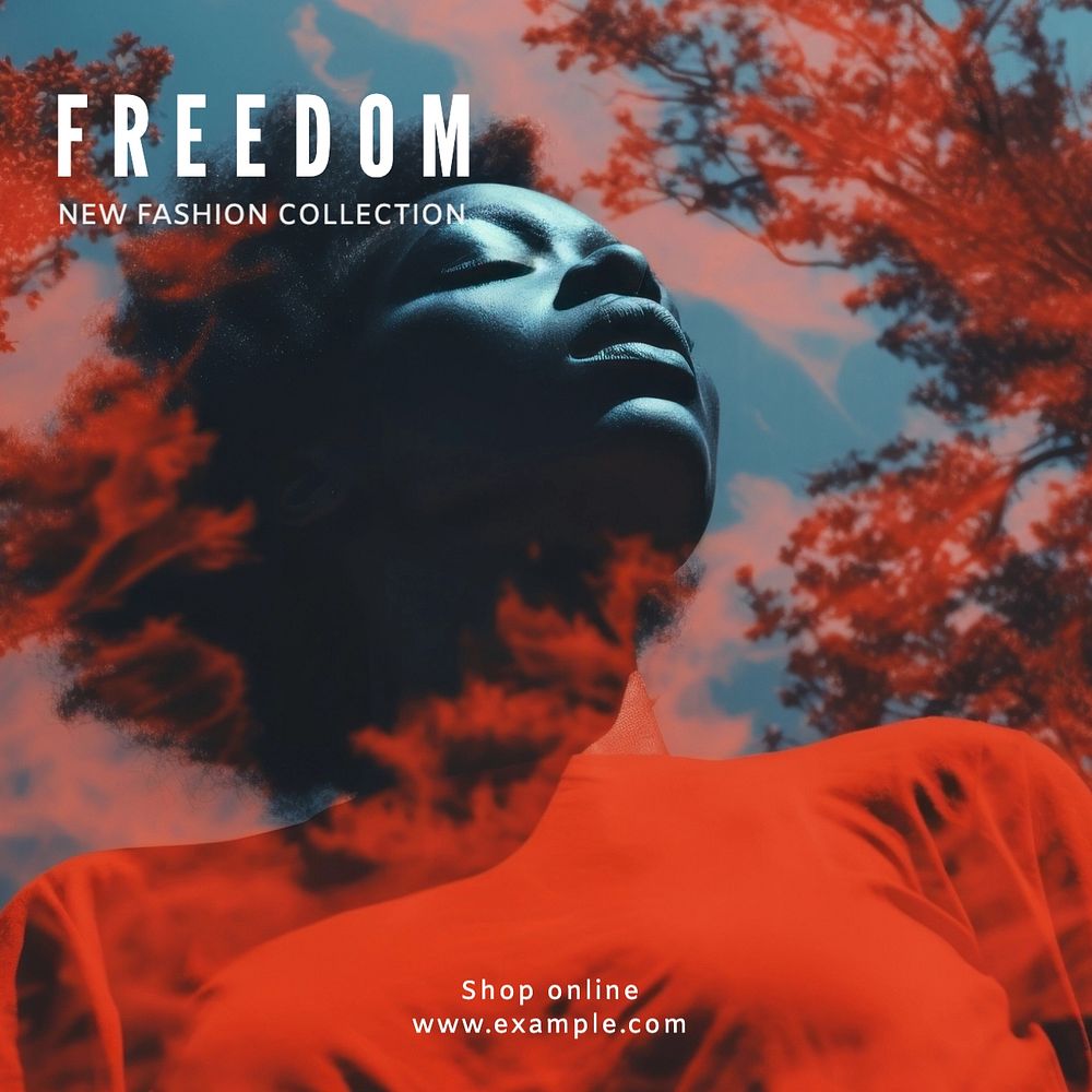 Freedom fashion Instagram post template, editable text