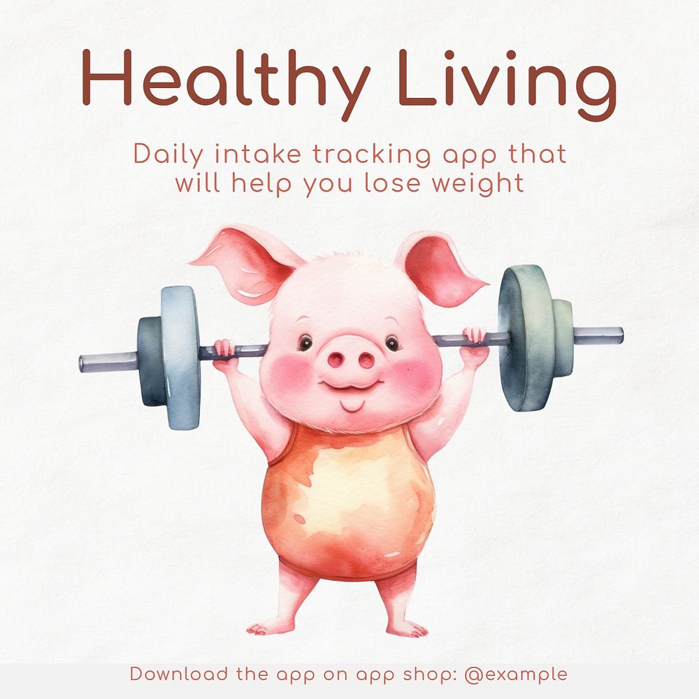 Healthy living Instagram post template, editable text