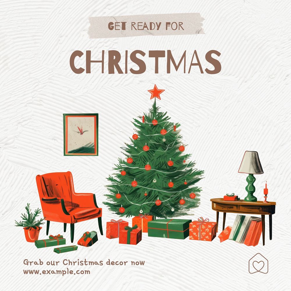 Christmas decor Instagram post template, editable text