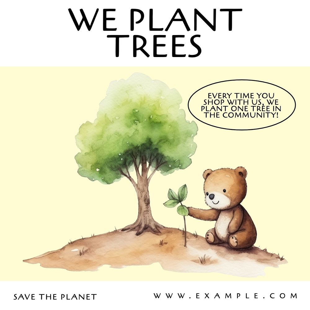 Plant a tree Instagram post template, editable text