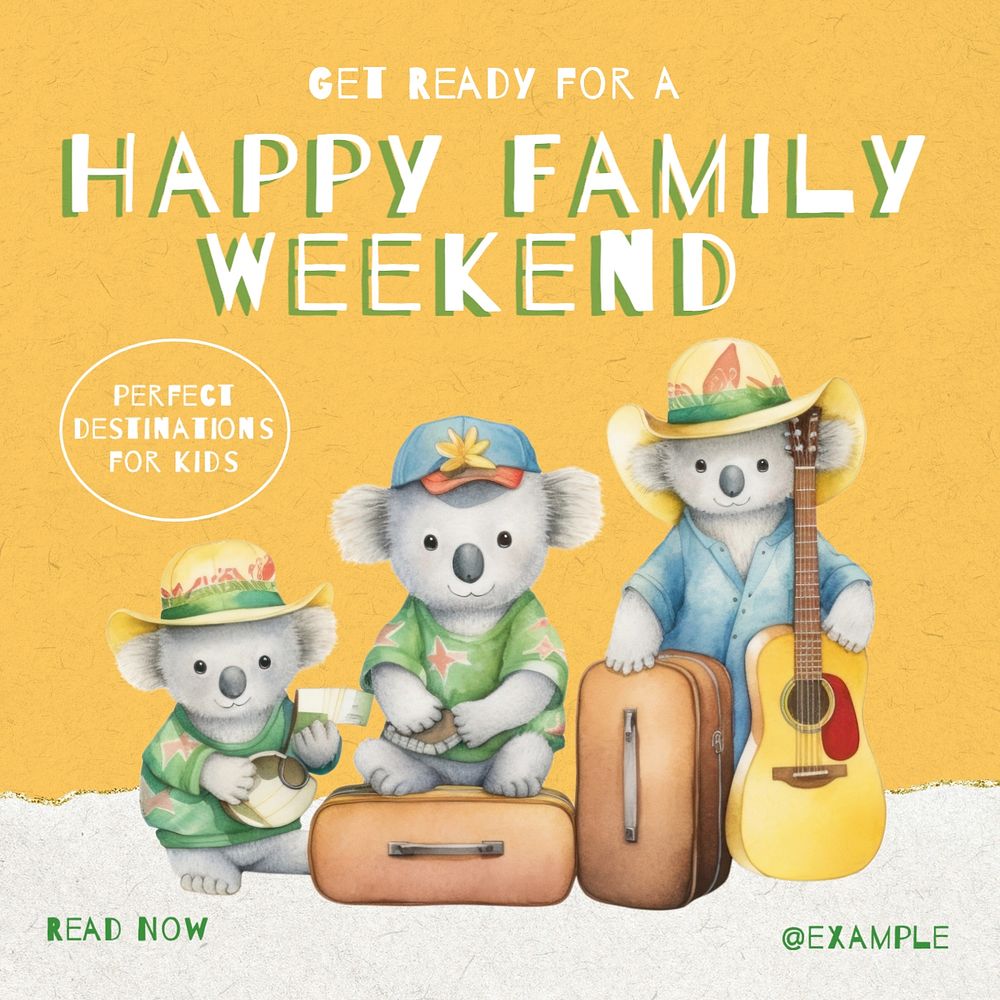 Happy family weekend Instagram post template, editable text