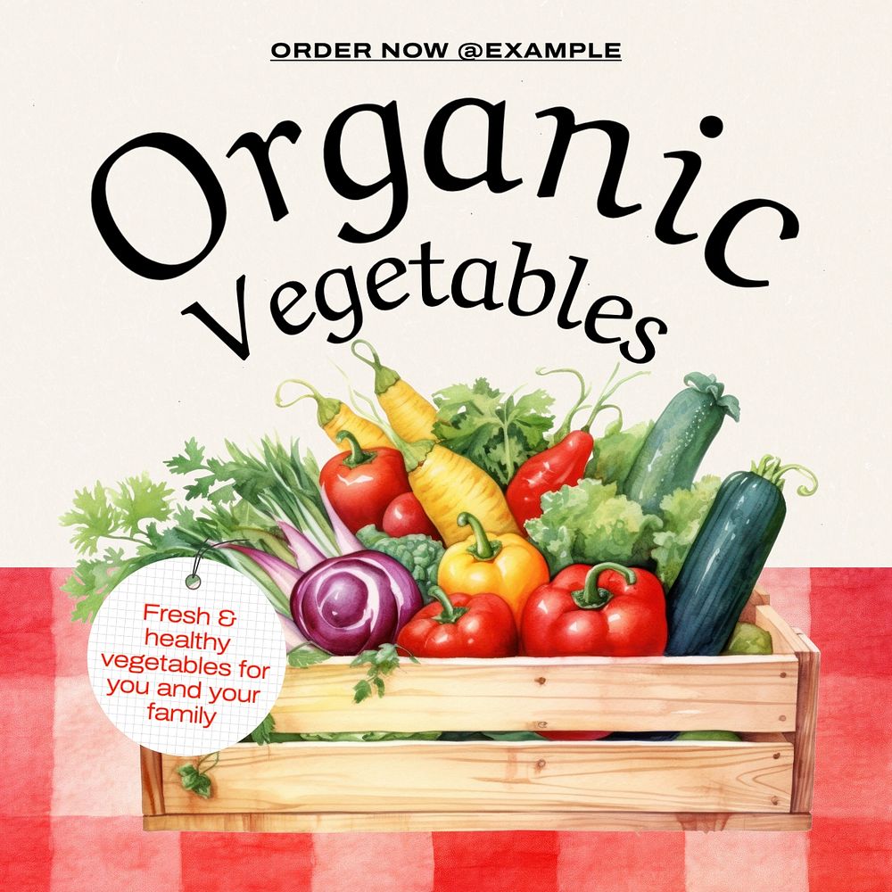 Organic vegetables Instagram post template, editable text