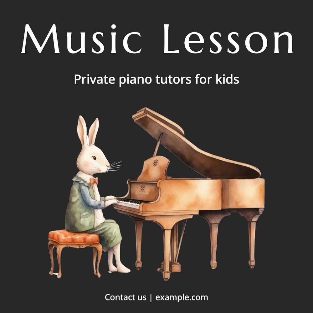 Music lesson Instagram post template, editable text