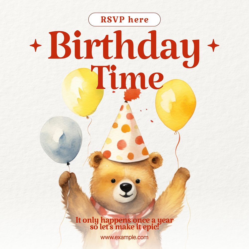 Birthday Instagram post template, editable text