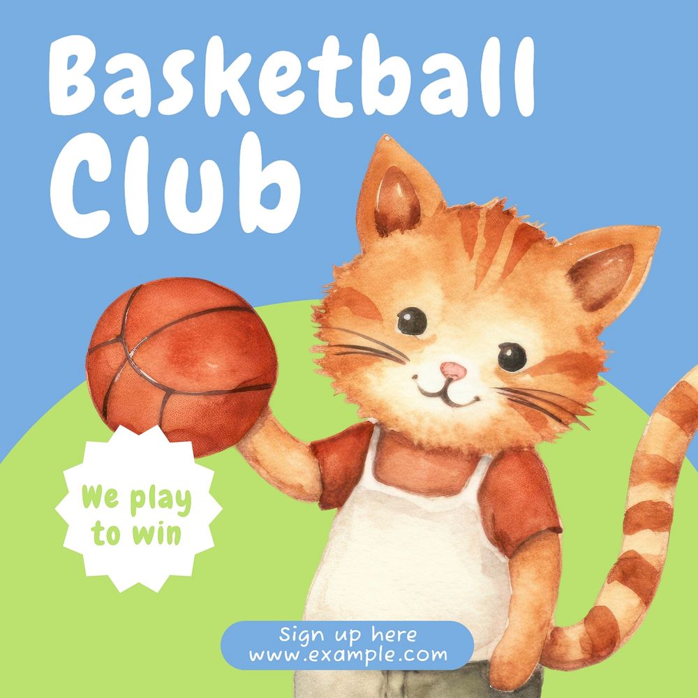 Basketball club Instagram post template, editable text