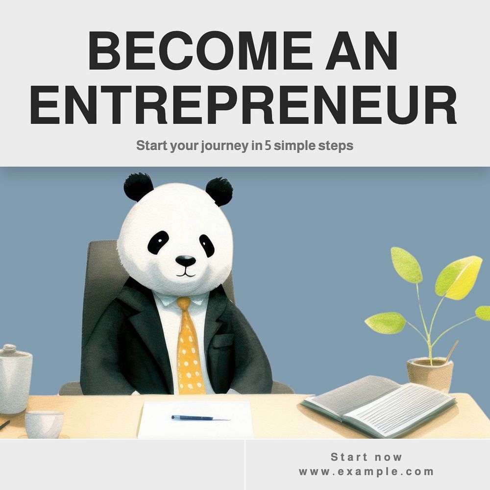 Become an entrepreneur Instagram post template, editable text