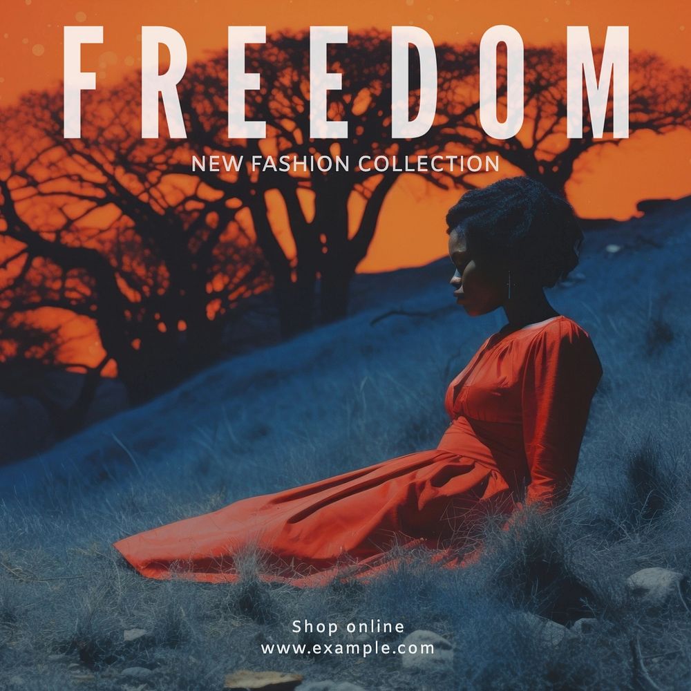 Freedom fashion Instagram post template, editable text