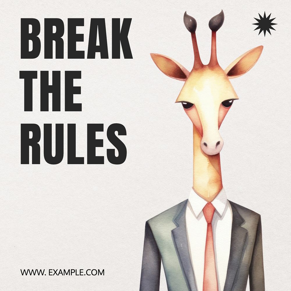 Break the rules Instagram post template, editable text