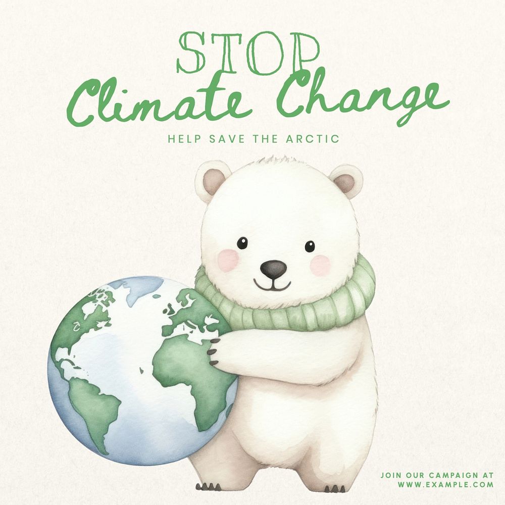 Climate change Instagram post template, editable text