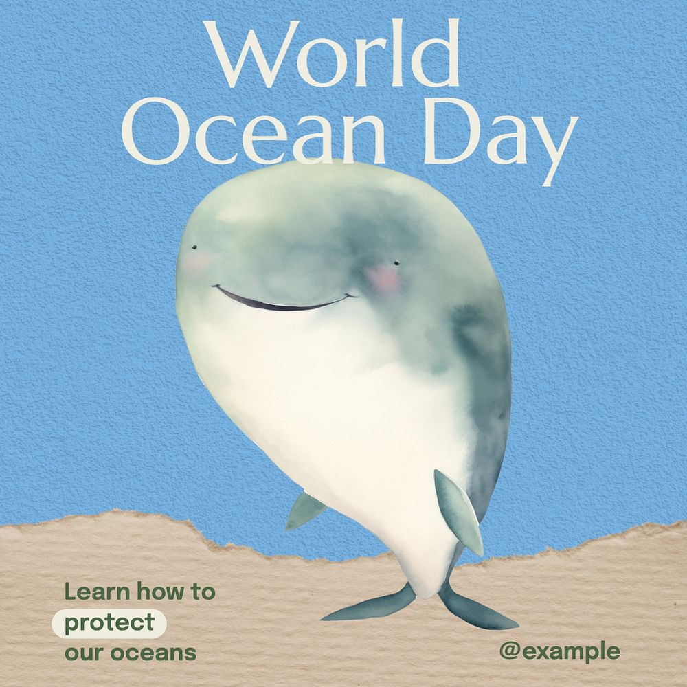 World ocean day Instagram post template, editable text