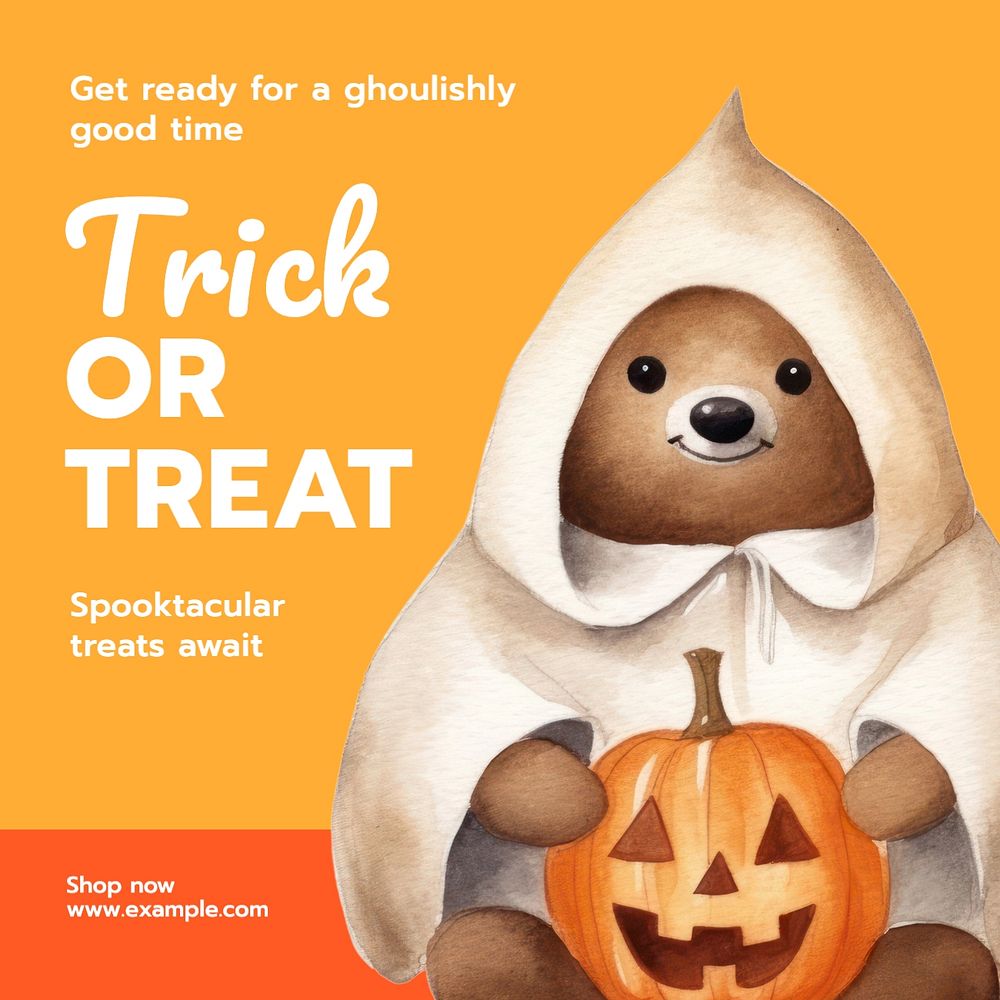 Trick or treat Instagram post template, editable text