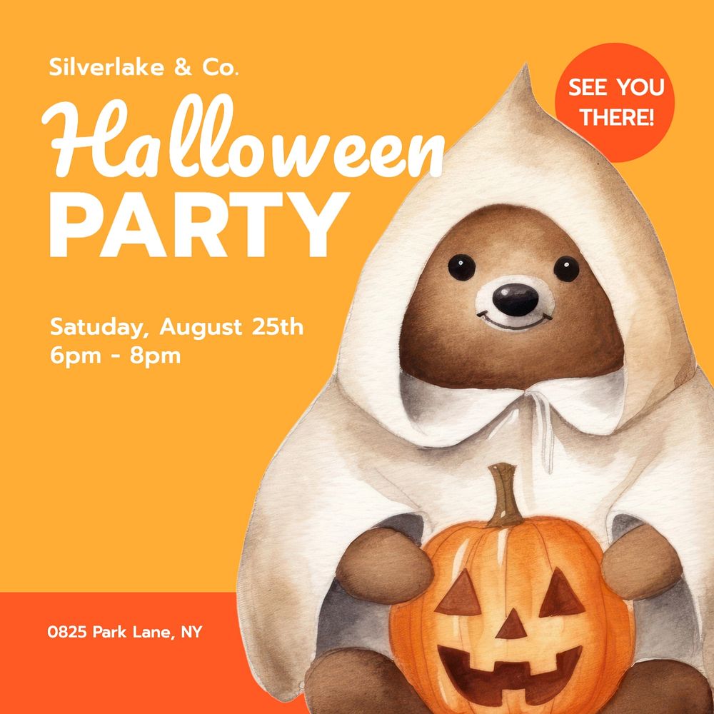 Halloween party invitation Instagram post template, editable text