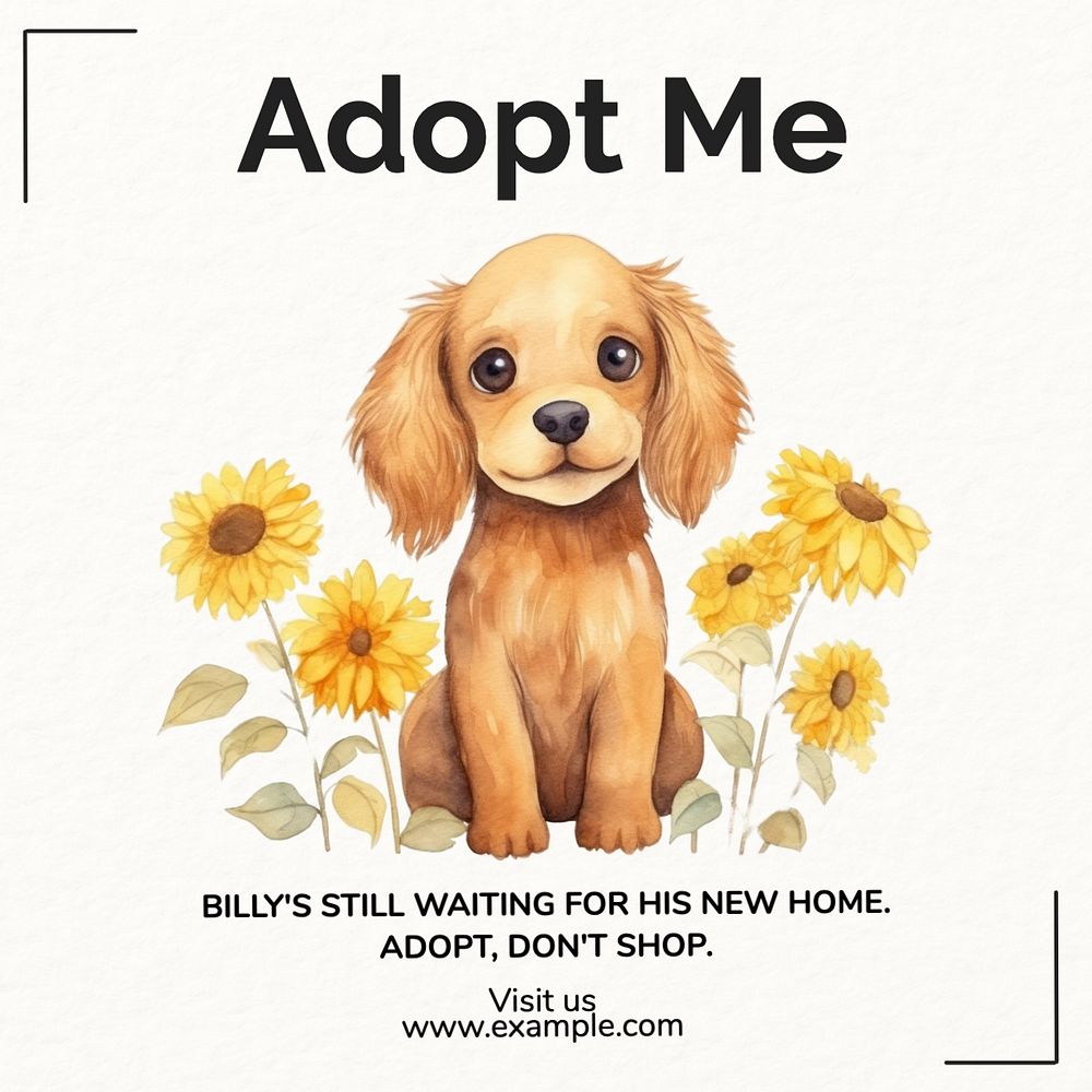 Adopt don't shop Instagram post template, editable text