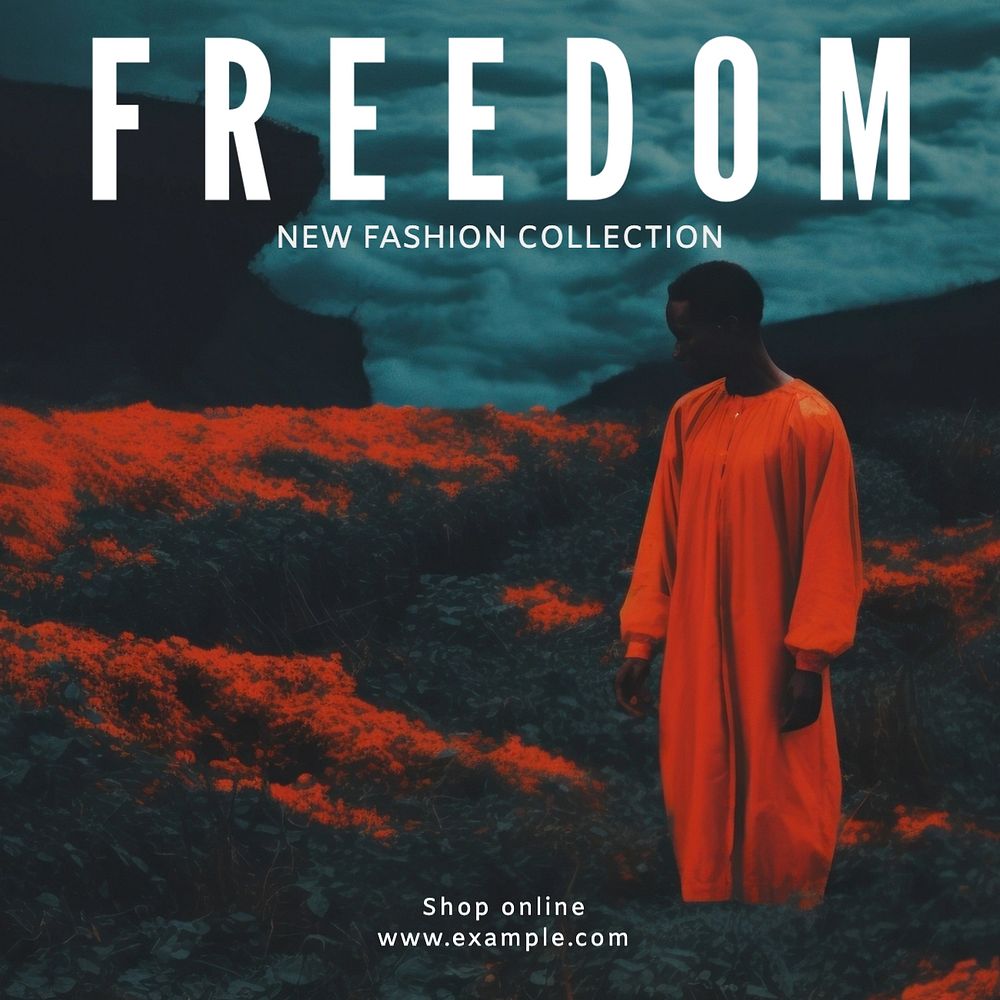 Freedom fashion Instagram post template, editable text