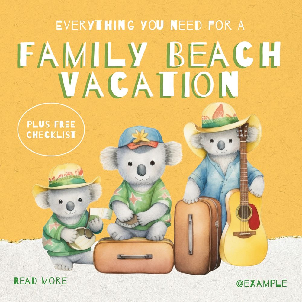 Family vacation Instagram post template, editable text