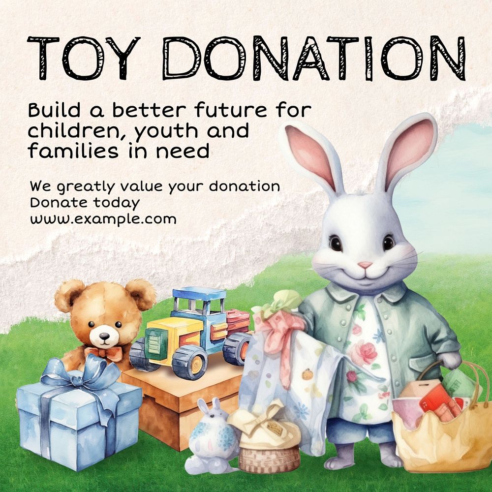 Toy donation Instagram post template, editable text