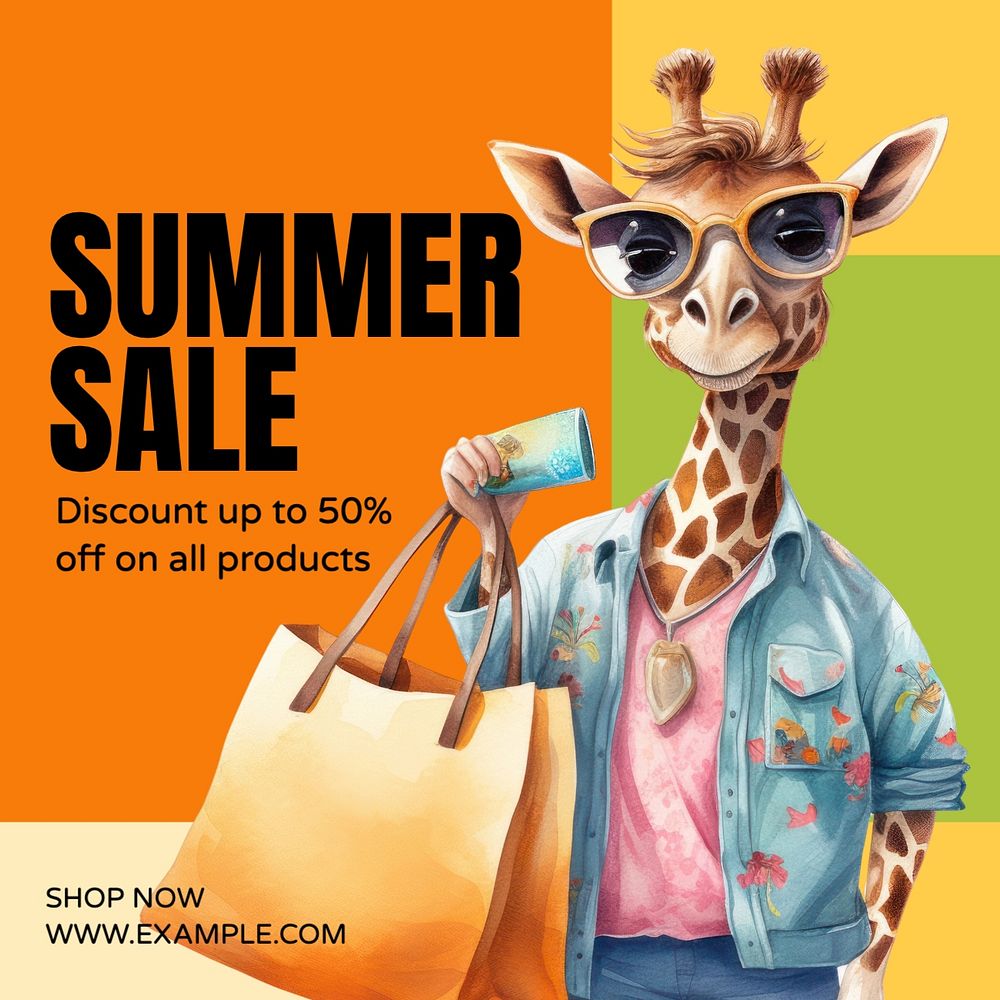 Summer sale Instagram post template, editable text