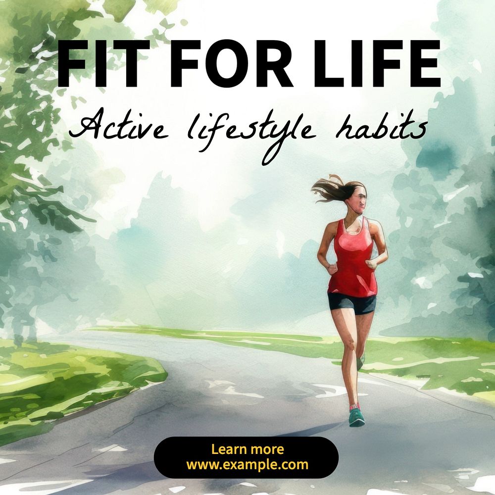 Active lifestyle Instagram post template, editable text