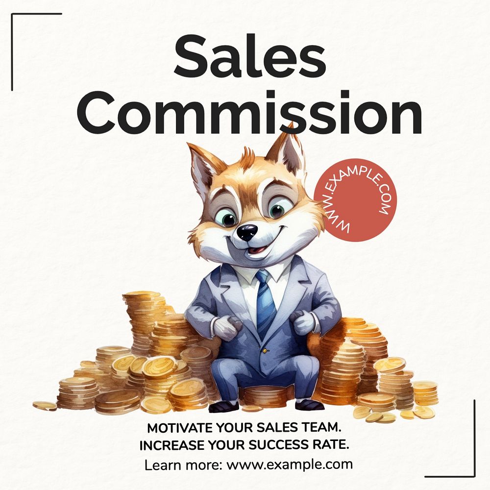 Sales commission Instagram post template, editable text