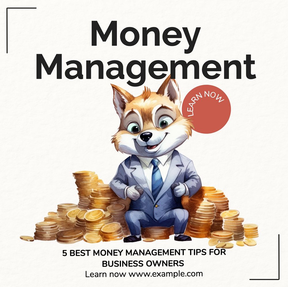 Money management Instagram post template, editable text