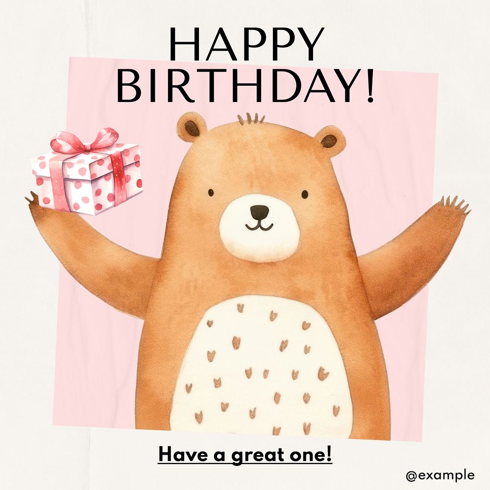 Happy birthday Instagram post template, editable text