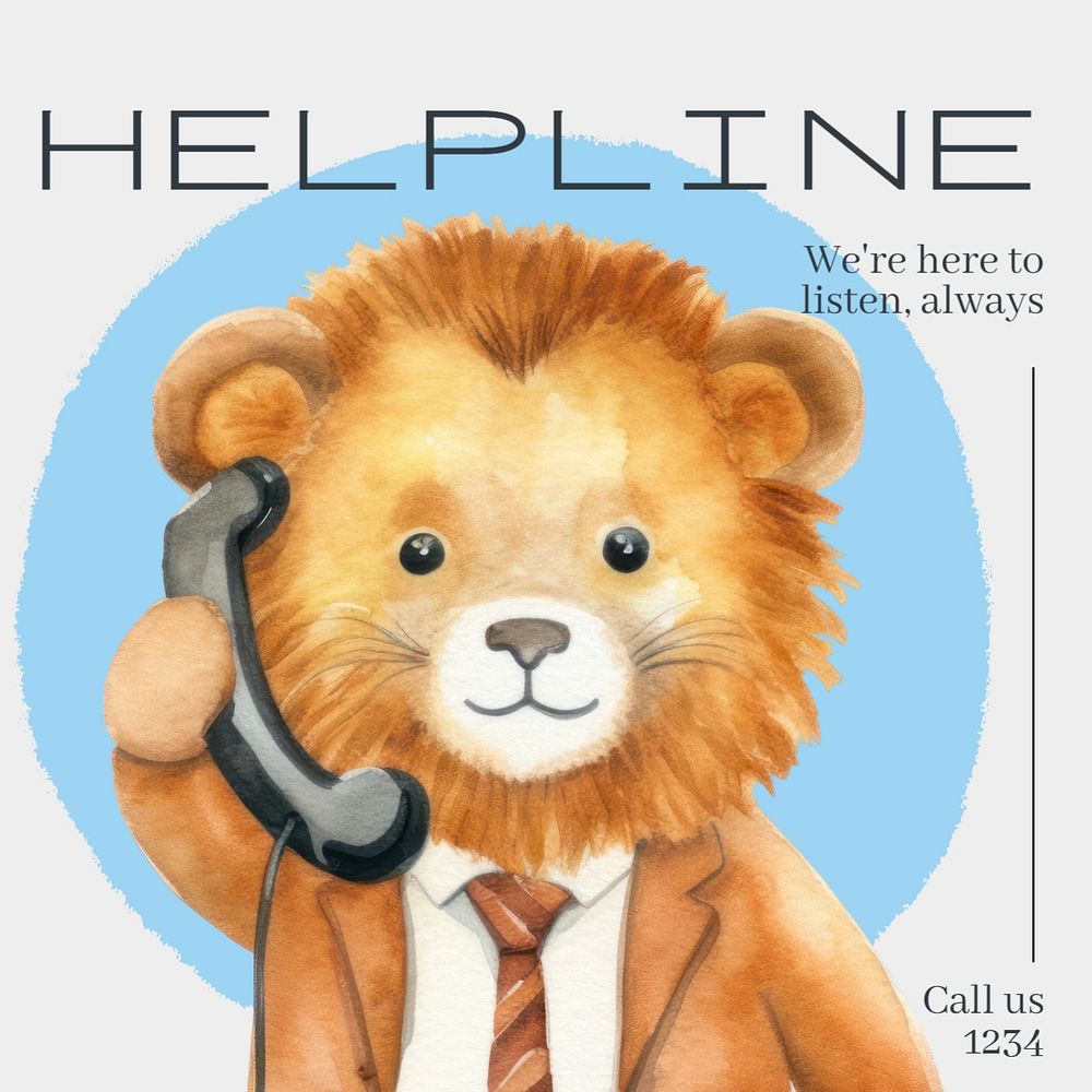 Helpline Instagram post template, editable text