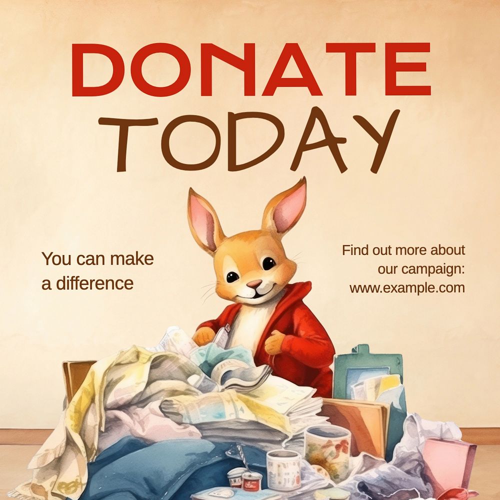 Donate today Instagram post template, editable text