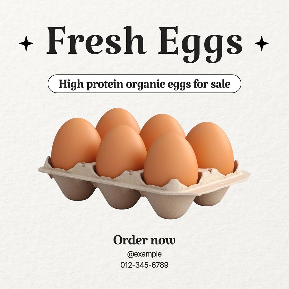 Fresh eggs Instagram post template, editable text