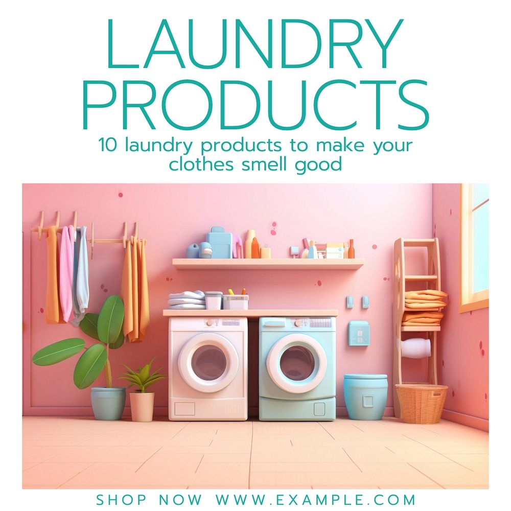 Laundry products Instagram post template, editable text