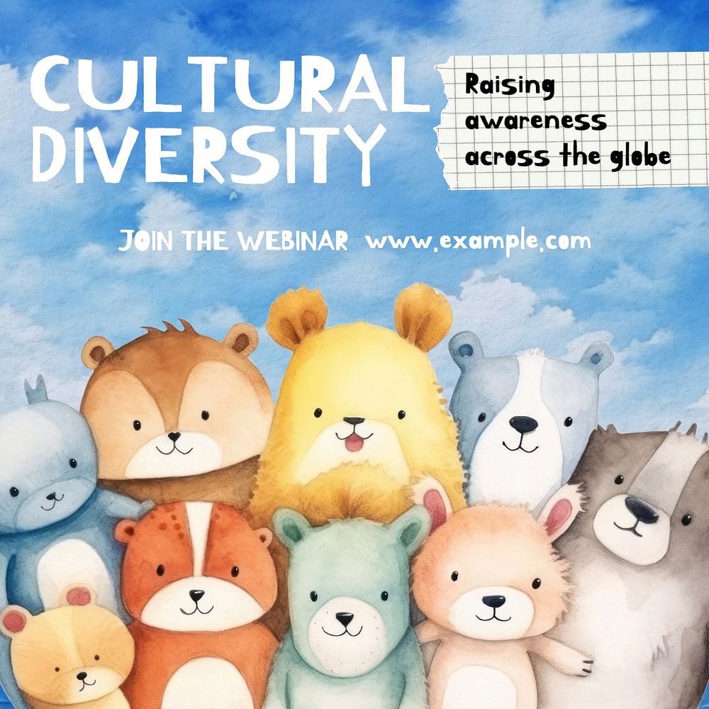 Cultural diversity Instagram post template, editable text