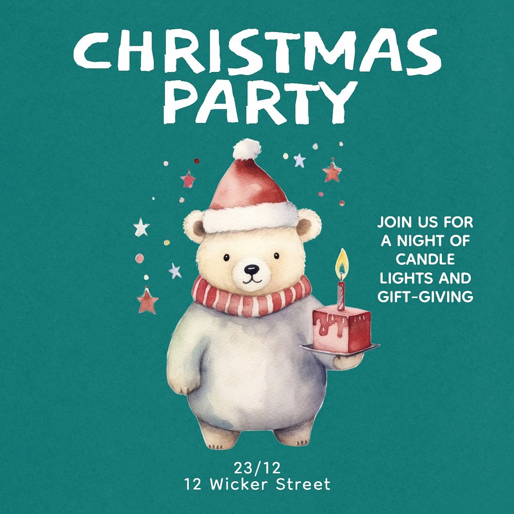 Christmas party Instagram post template, editable text