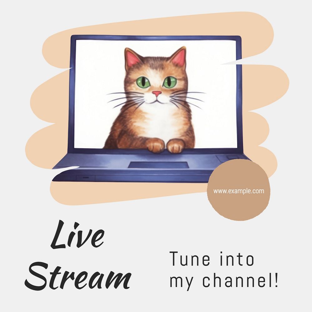 Live stream Instagram post template, editable text