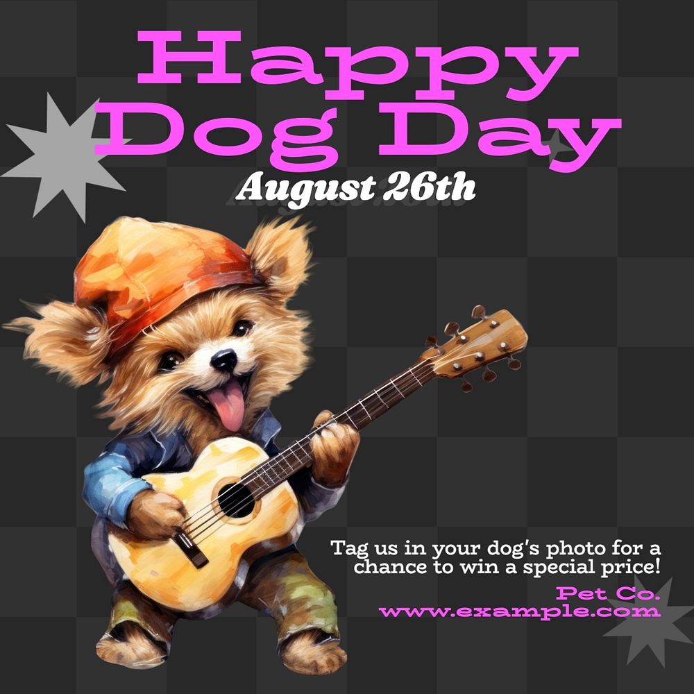 Happy dog day Instagram post template, editable text