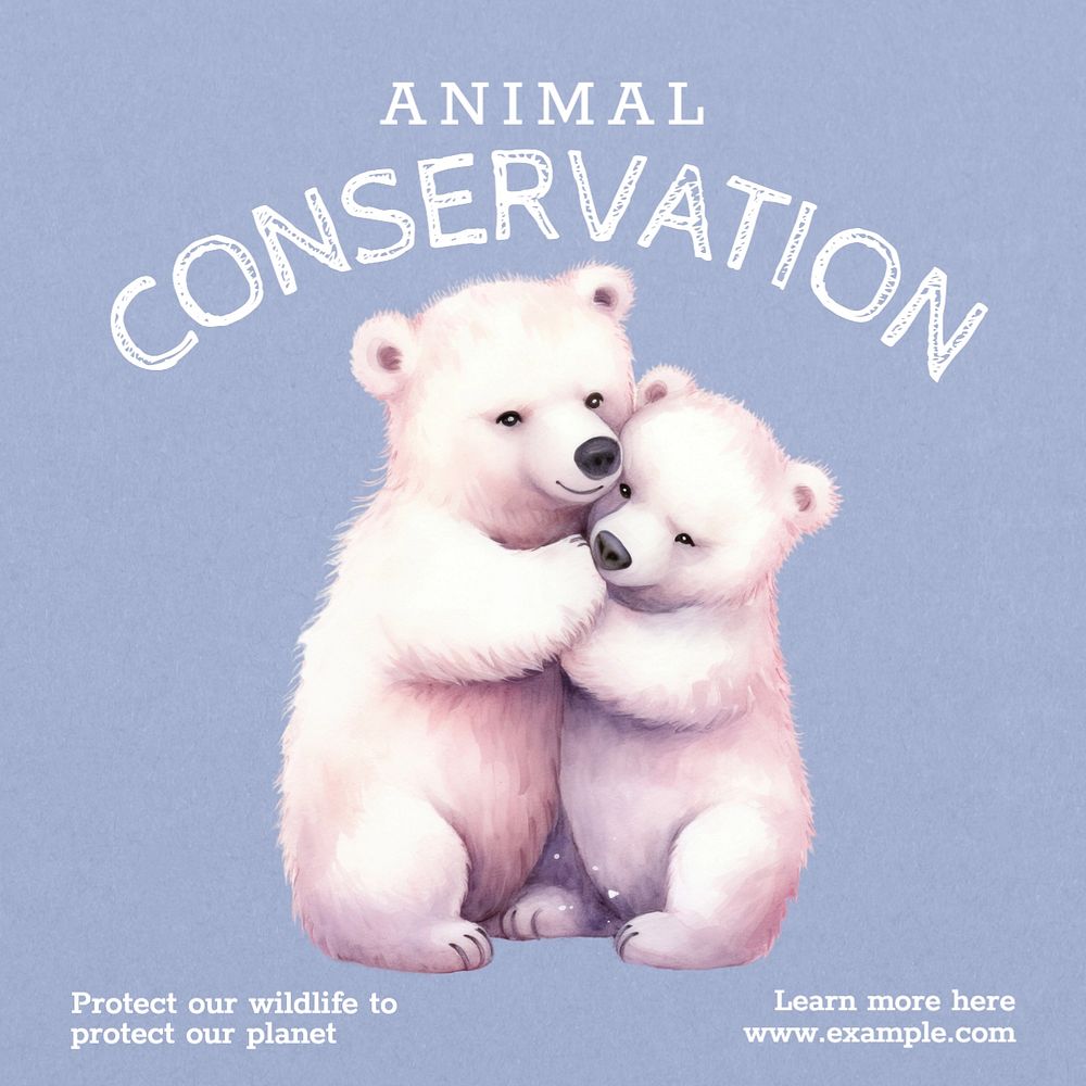 Animal conservation Instagram post template, editable text