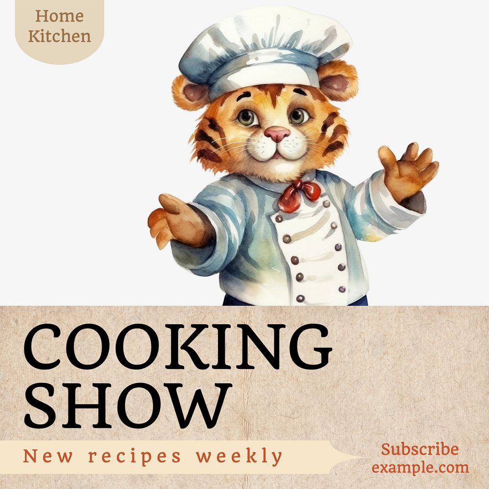 Cooking show Instagram post template, editable text