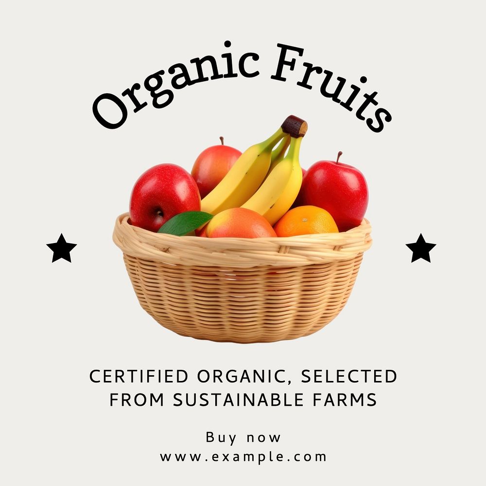 Organic fruits Instagram post template, editable text