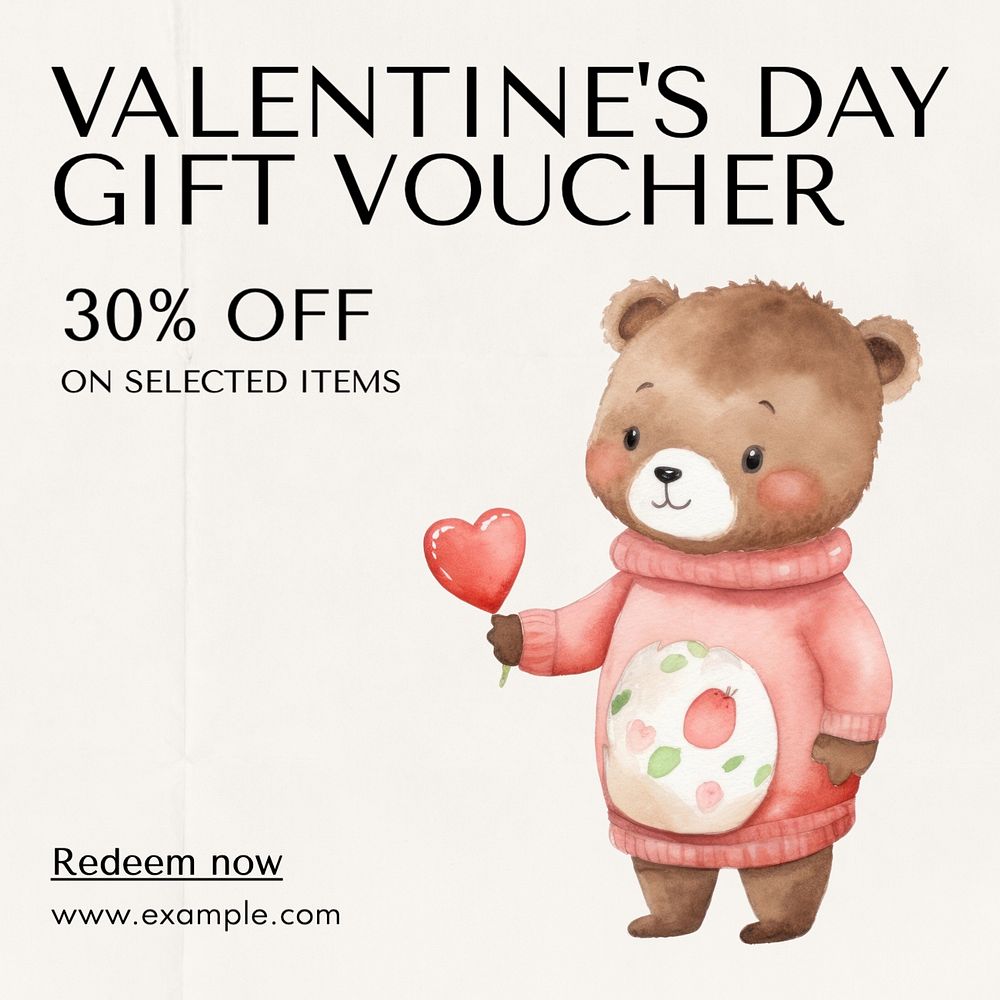 Valentine's Day voucher Instagram post template, editable text