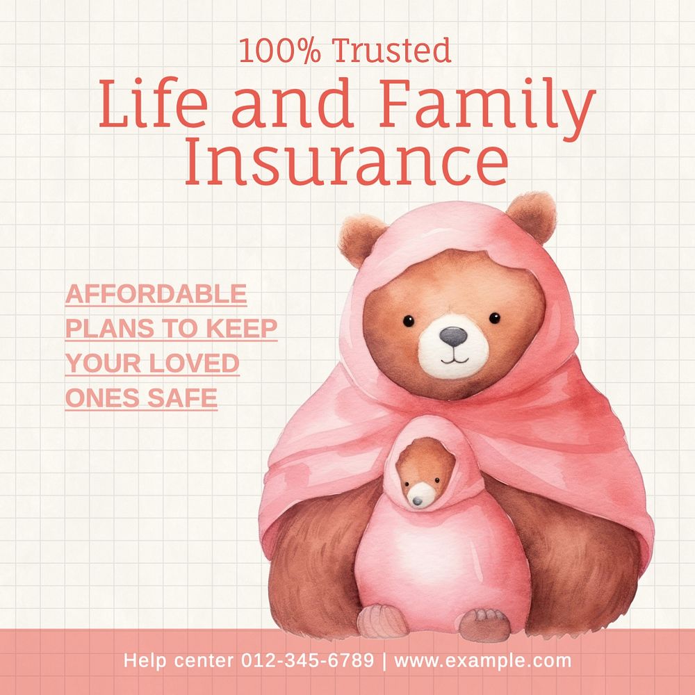 Life insurance Instagram post template, editable text
