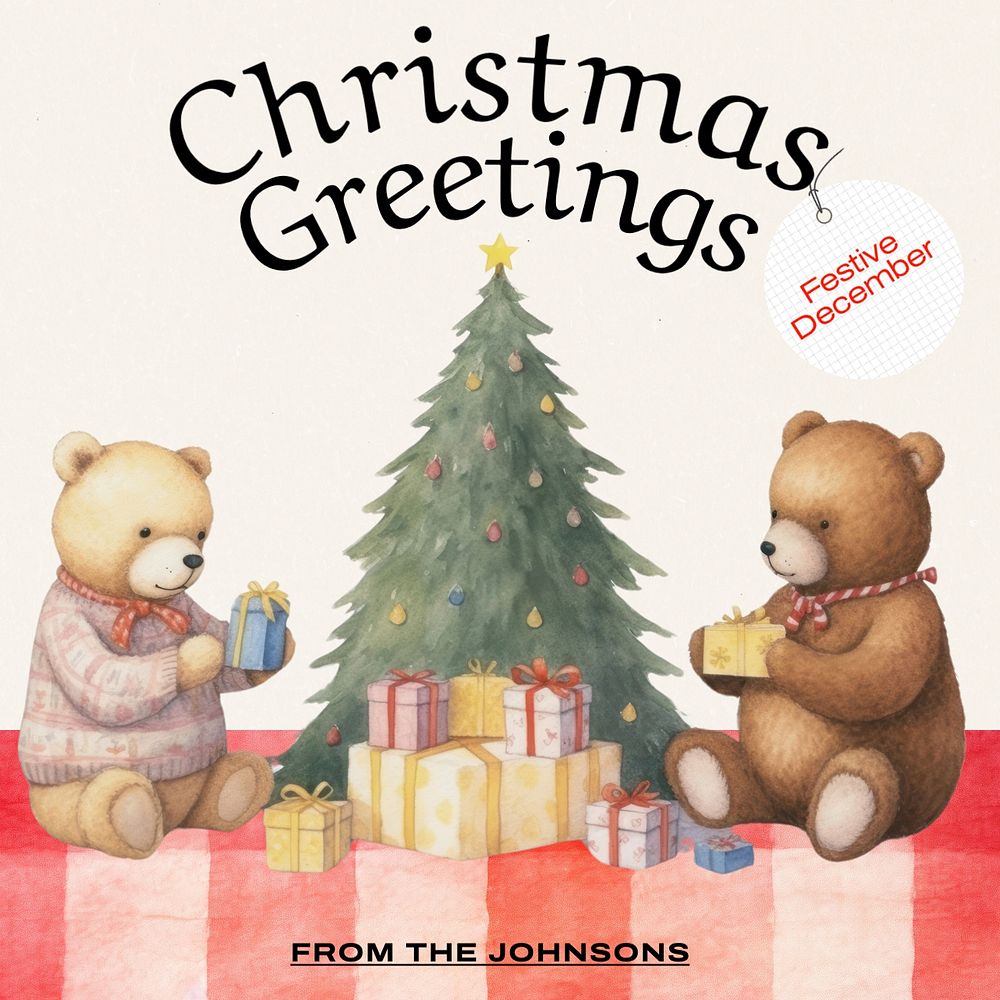 Christmas greetings Instagram post template, editable text