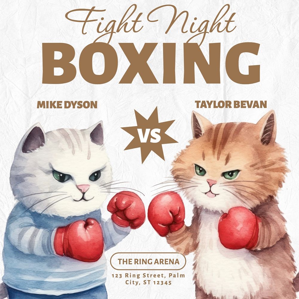 Boxing night Instagram post template, editable text