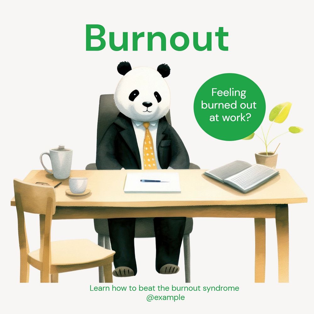 Burnout & stress Instagram post template, editable text