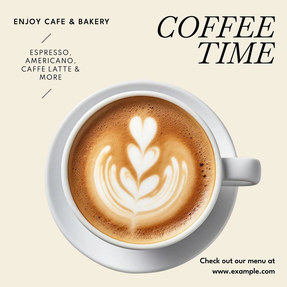 Coffee time Instagram post template, editable text