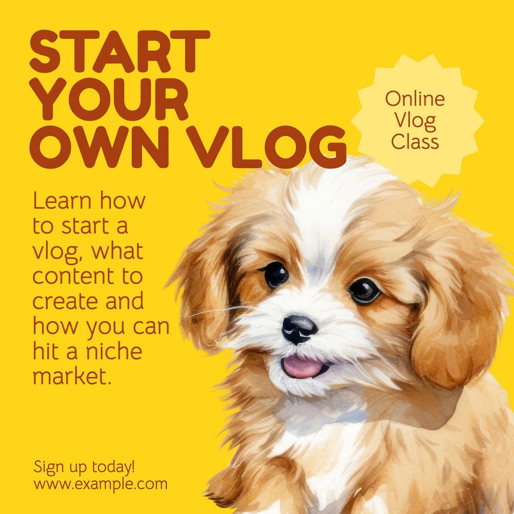 Start a vlog Instagram post template, editable text