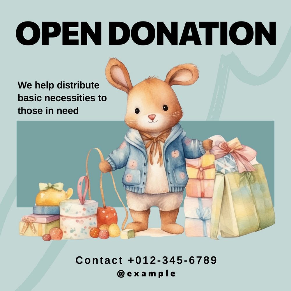 Open donation Instagram post template, editable text