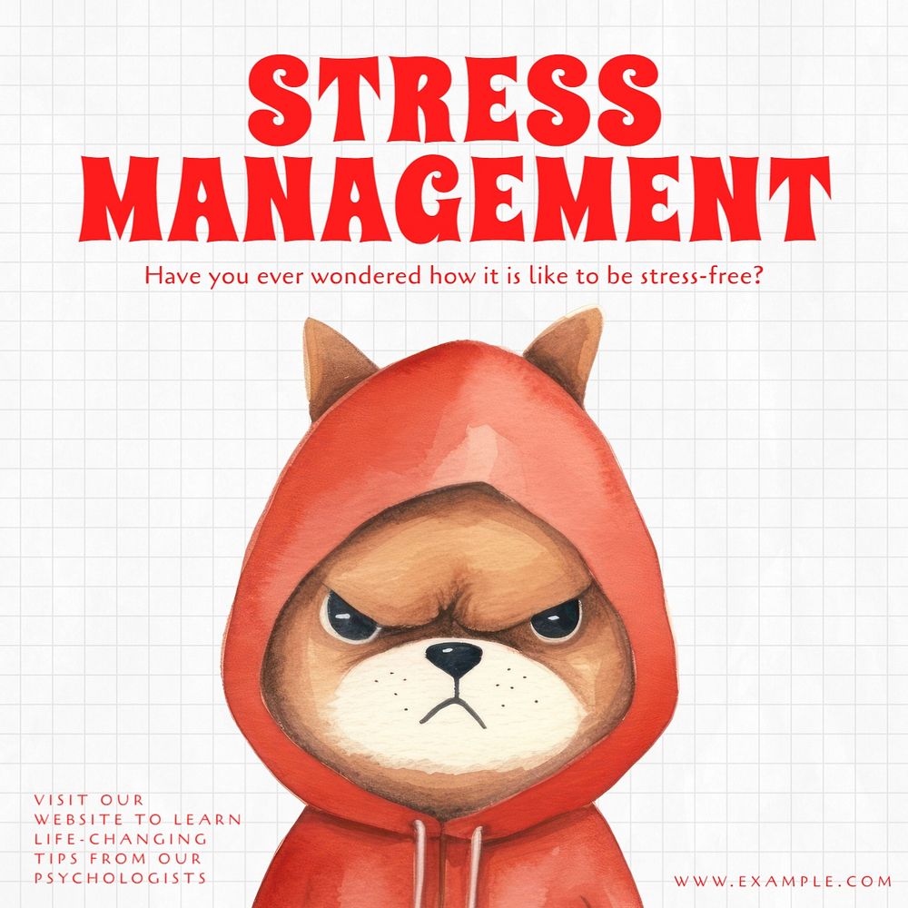 Stress management Instagram post template, editable text